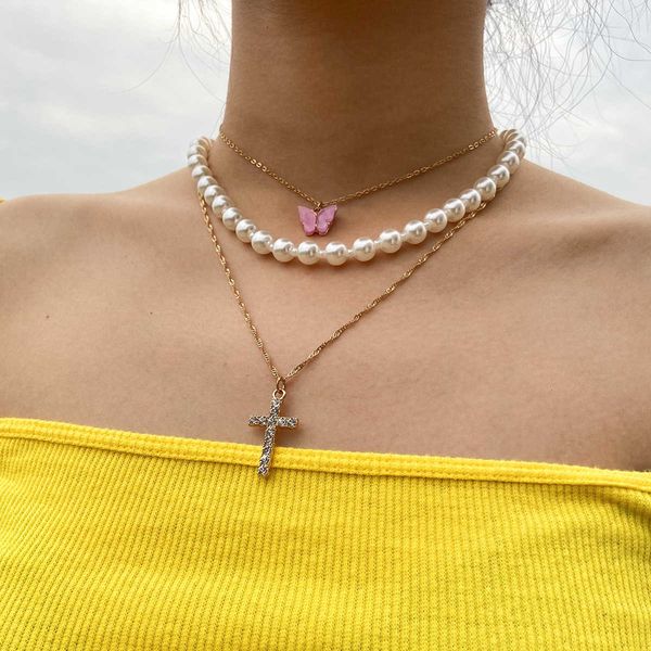 jewelry simple handmade beaded with multi-layer micro inlaid cross butterfly necklace, Silver
jewelry simple handmade beaded with multi-layer micro inlaid cross butterfly necklace, Silver