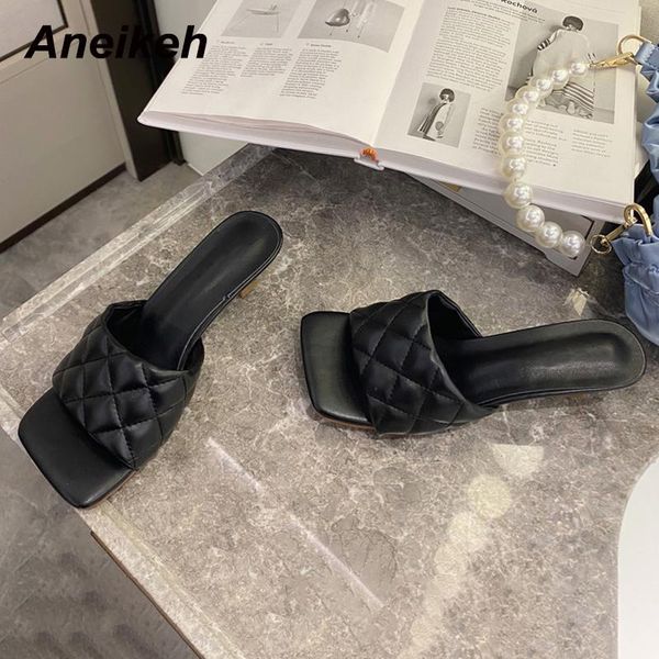 aneikeh 2021 summer fashion women's slippers checkered sewing pu thin heels rome party shoes sandalias mules square 35-39, Black
aneikeh 2021 summer fashion women's slippers checkered sewing pu thin heels rome party shoes sandalias mules square 35-39, Black