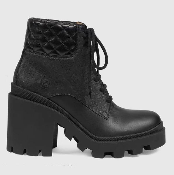 women canvas ankle boot letter designer lady quilted leather lace-up rubber lug sole boots, Black
women canvas ankle boot letter designer lady quilted leather lace-up rubber lug sole boots, Black