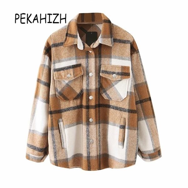 vintage lapel pocket jacket coat autumn winter fashion slim long sleeve plaid famale outerwear chic 210922, Black;brown
vintage lapel pocket jacket coat autumn winter fashion slim long sleeve plaid famale outerwear chic 210922, Black;brown