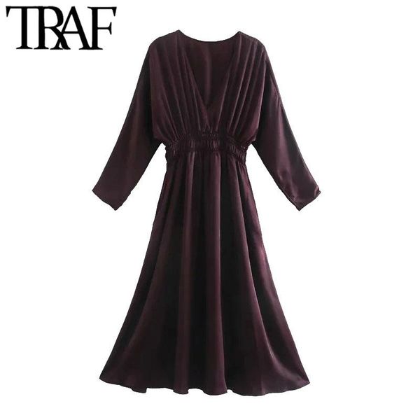 casual dresses traf women chic fashion with elastic waist cozy midi dress vintage v neck long sleeve female vestidos mujer, Black;gray
casual dresses traf women chic fashion with elastic waist cozy midi dress vintage v neck long sleeve female vestidos mujer, Black;gray