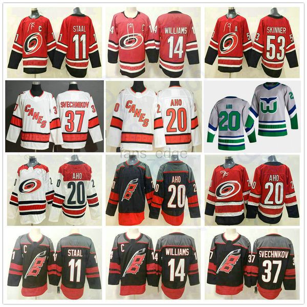 2021 reverse retro carolina hurricanes 20 sebastian aho 37 andrei svechnikov 53 jeff skinner 14 justin williams red white gray hockey jersey, Black;red
2021 reverse retro carolina hurricanes 20 sebastian aho 37 andrei svechnikov 53 jeff skinner 14 justin williams red white gray hockey jersey, Black;red