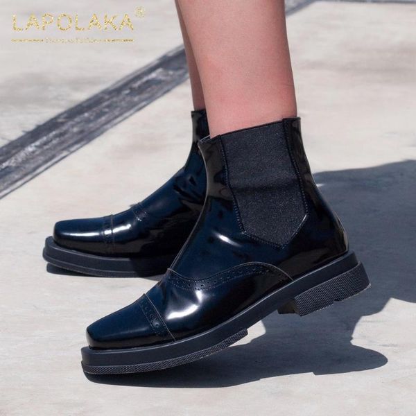 boots lapolaka fashion chunky heels ankle women shoes genuine cow leather slip on concise luxury office ladies, Black
boots lapolaka fashion chunky heels ankle women shoes genuine cow leather slip on concise luxury office ladies, Black
