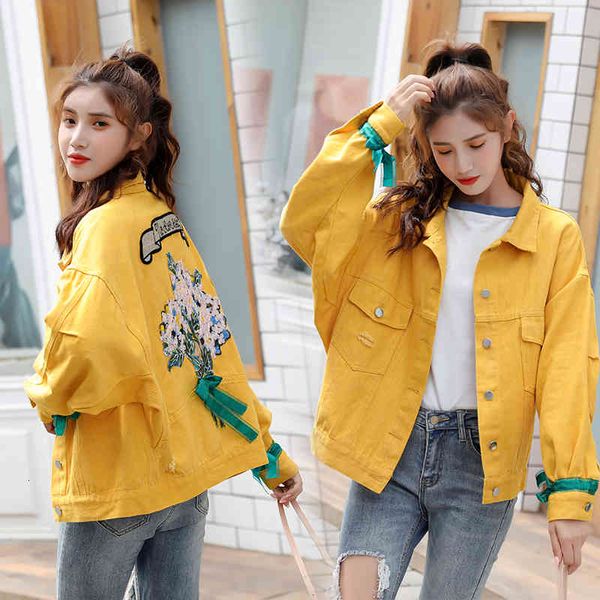women's jackets short coat embroidered female, korean version of the jacket jeans single-breasted for autumn t1ri, Black;brown
women's jackets short coat embroidered female, korean version of the jacket jeans single-breasted for autumn t1ri, Black;brown