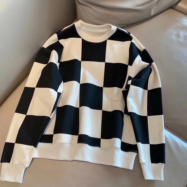 brand hoodie 2021 new autumn and winter versatile fashion checkerboard round neck short color matching thickened loose korean sweater, Black
brand hoodie 2021 new autumn and winter versatile fashion checkerboard round neck short color matching thickened loose korean sweater, Black