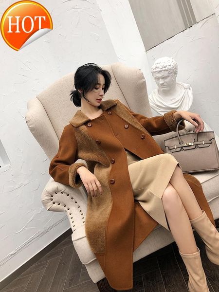 women's two piece pants cashmere coat double-sided mid-length off-season winter thickened high-end mori 100% wool woolen, White
women's two piece pants cashmere coat double-sided mid-length off-season winter thickened high-end mori 100% wool woolen, White