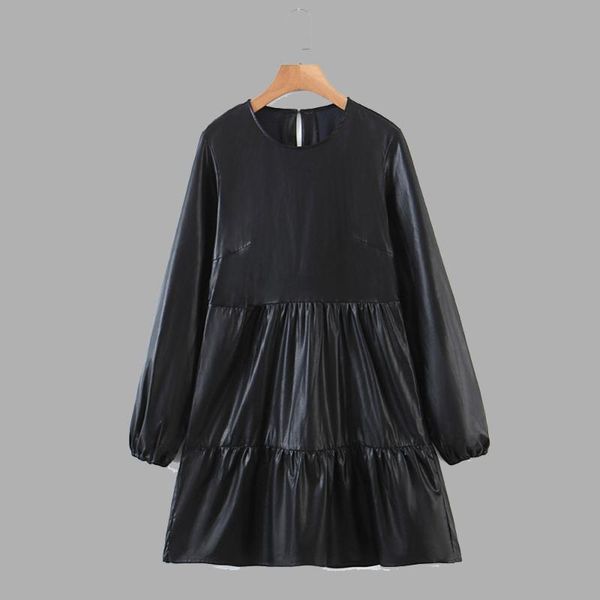casual dresses western style dress fashion loose autumn winter the ruffle round neck long sleeve imitation leather, Black;gray
casual dresses western style dress fashion loose autumn winter the ruffle round neck long sleeve imitation leather, Black;gray