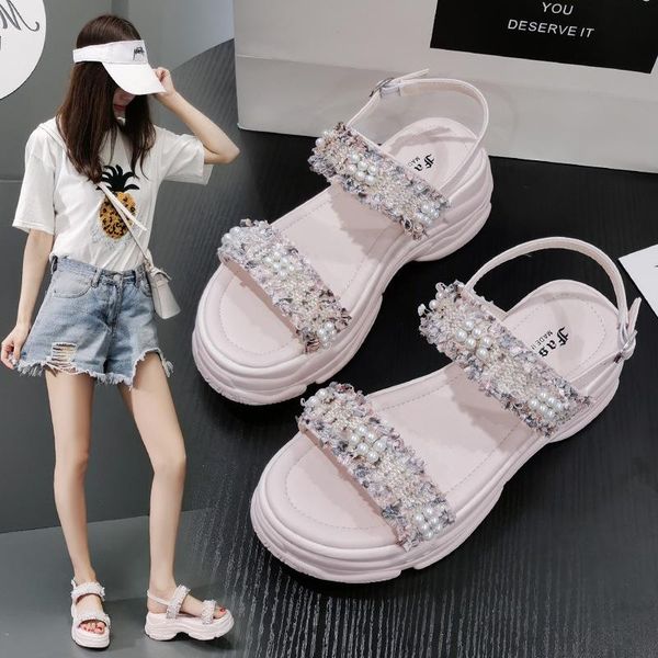 sandals 2021 sweet summer solid female shoes flat thick bottom string bead med (3cm-5cm) student casual women sports, Black
sandals 2021 sweet summer solid female shoes flat thick bottom string bead med (3cm-5cm) student casual women sports, Black