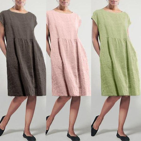 zanzea 2021 women's summer sundress casual linen dress elegant short sleeve vestidos female pleated plus size robe woman dress, White;black
zanzea 2021 women's summer sundress casual linen dress elegant short sleeve vestidos female pleated plus size robe woman dress, White;black