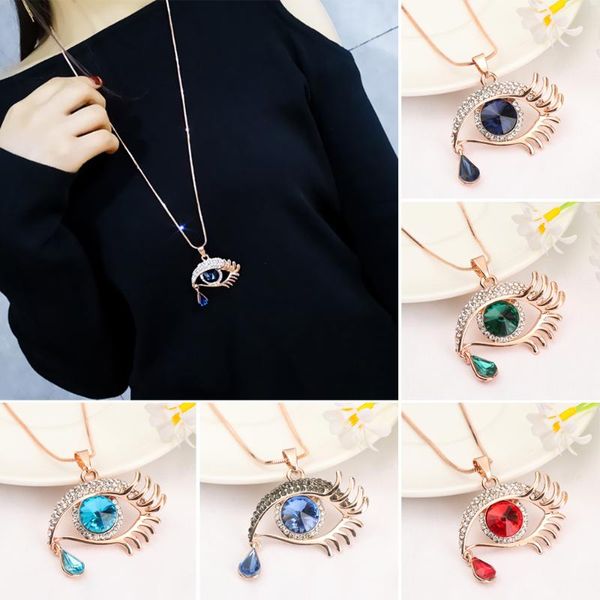 pendant necklaces rhinestone necklace blue eye charm crystal sweater chain women fashion jewelry for wedding party, Silver
pendant necklaces rhinestone necklace blue eye charm crystal sweater chain women fashion jewelry for wedding party, Silver