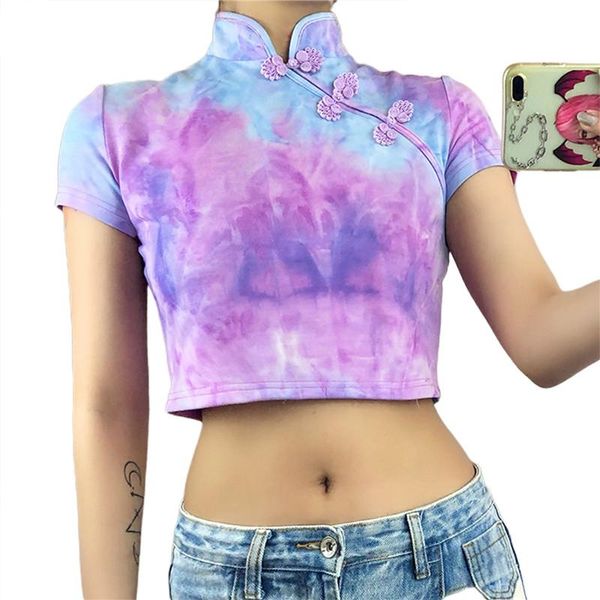 women's t-shirt women retro t-shirts tie dyeing print wrapped cropped casual short-sleeve ruffle summer high-cut neck outerwear streetw, White
women's t-shirt women retro t-shirts tie dyeing print wrapped cropped casual short-sleeve ruffle summer high-cut neck outerwear streetw, White