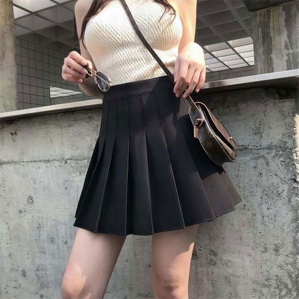 summer korean skirt pleated school skirt shorts high waist mini japanese skirt black white plus size 210310
summer korean skirt pleated school skirt shorts high waist mini japanese skirt black white plus size 210310