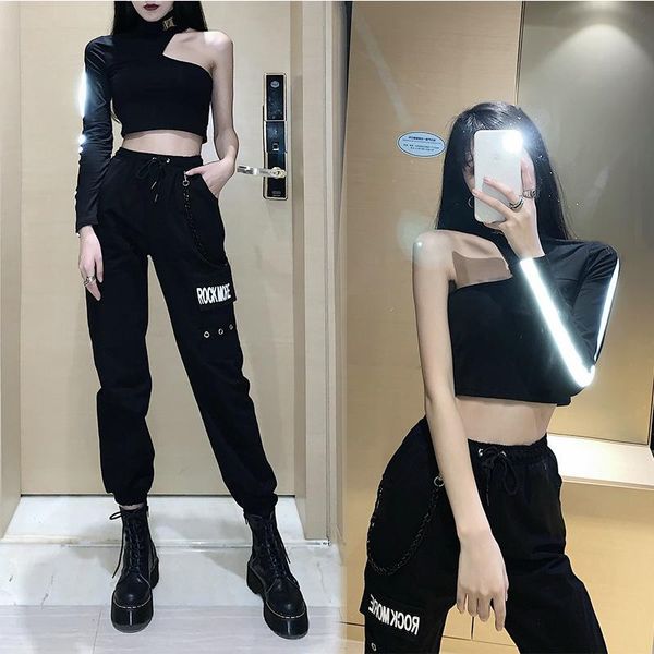 women's t-shirt long sleeve crop women autumn fall one shoulder goth grunge kpop black cropped tee shirt punk egirl cute, White
women's t-shirt long sleeve crop women autumn fall one shoulder goth grunge kpop black cropped tee shirt punk egirl cute, White