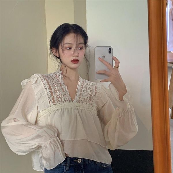 women's blouses & shirts women blouse short v-neck lace shirt loose thin blusas mujer de moda, White
women's blouses & shirts women blouse short v-neck lace shirt loose thin blusas mujer de moda, White
