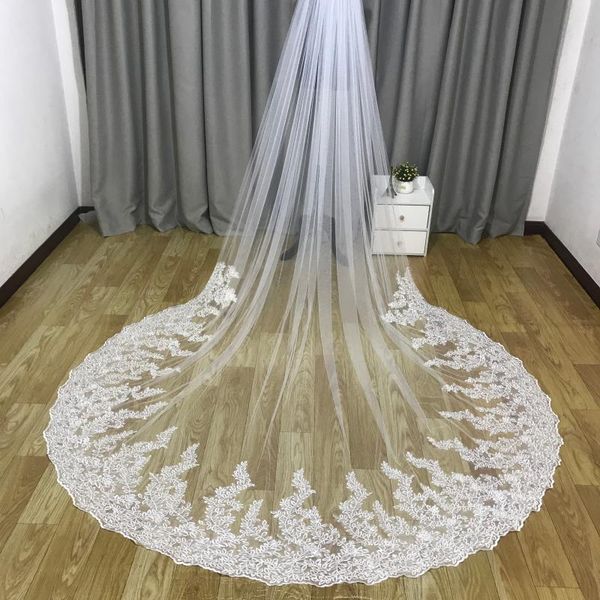 bridal veils custom made luxury 3m wedding with sequins soft lace applique edge long cathedral length one layer tulle veil, Black
bridal veils custom made luxury 3m wedding with sequins soft lace applique edge long cathedral length one layer tulle veil, Black