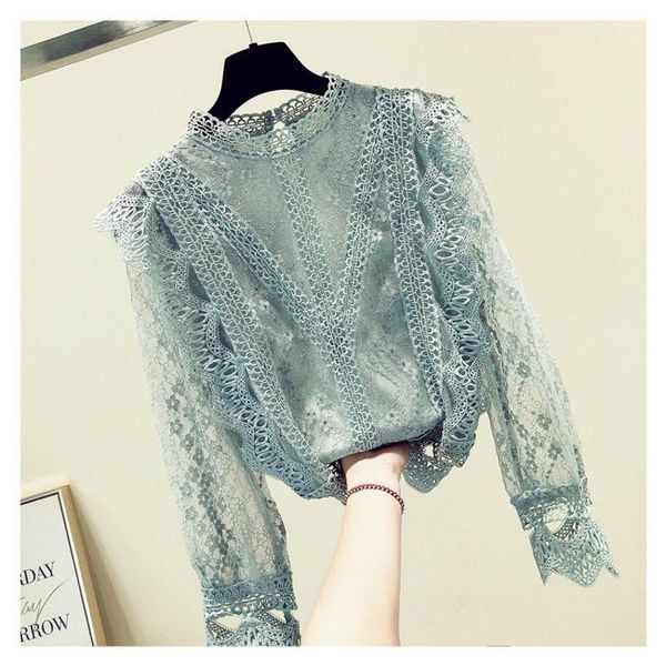 fashion womens and blouses 2021 stand collar hollow lace blouse shirt female flare long sleeve women shirts, White
fashion womens and blouses 2021 stand collar hollow lace blouse shirt female flare long sleeve women shirts, White