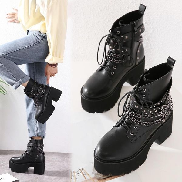 boots 2021 spring and autumn rivet belt buckle chain harajuku muffin locomotive high heel thick soled, Black
boots 2021 spring and autumn rivet belt buckle chain harajuku muffin locomotive high heel thick soled, Black
