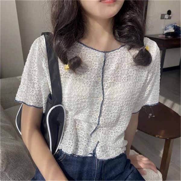 men's casual shirts 2021 retro o neck spliced wood ears lace buttons short sleeve sweater women french knitted cardigan slim cropped, White;black
men's casual shirts 2021 retro o neck spliced wood ears lace buttons short sleeve sweater women french knitted cardigan slim cropped, White;black