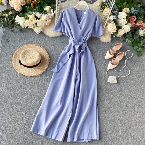 women's jumpsuits & rompers women fashion v-neck lace up high waist thin simple solid drop wide leg ins one-piece short sleeve overalls, Black;white
women's jumpsuits & rompers women fashion v-neck lace up high waist thin simple solid drop wide leg ins one-piece short sleeve overalls, Black;white