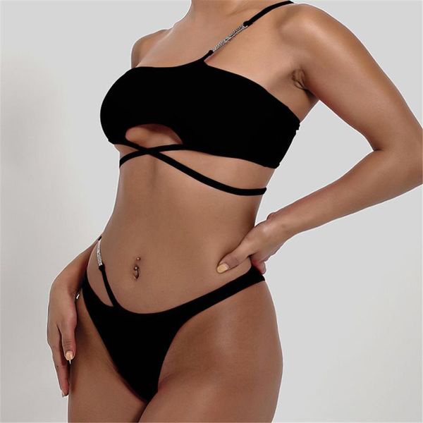 women's swimwear bandage cut out swimsuit women bikini chest cross solid shoulder strap split bikinis set push up swim bathing suit, White;black
women's swimwear bandage cut out swimsuit women bikini chest cross solid shoulder strap split bikinis set push up swim bathing suit, White;black