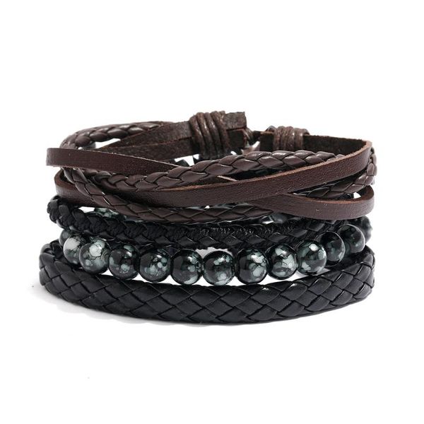 link, chain european and american foreign trade simple retro suit bracelet diy braided cowhide men's leather, Black
link, chain european and american foreign trade simple retro suit bracelet diy braided cowhide men's leather, Black