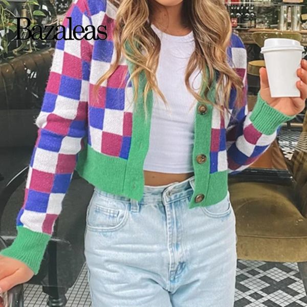 women's knits & tees colorful plaid women v neck sweater green button-up knitted cardigan slim cropped kardigan, White
women's knits & tees colorful plaid women v neck sweater green button-up knitted cardigan slim cropped kardigan, White
