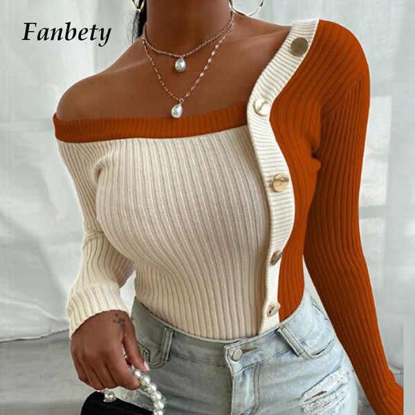 2021 new women slash neck buttons ribbed knitted blouses autumn long sleeve patchwork slim pullover elegant female solid blusas 98, White;black
2021 new women slash neck buttons ribbed knitted blouses autumn long sleeve patchwork slim pullover elegant female solid blusas 98, White;black