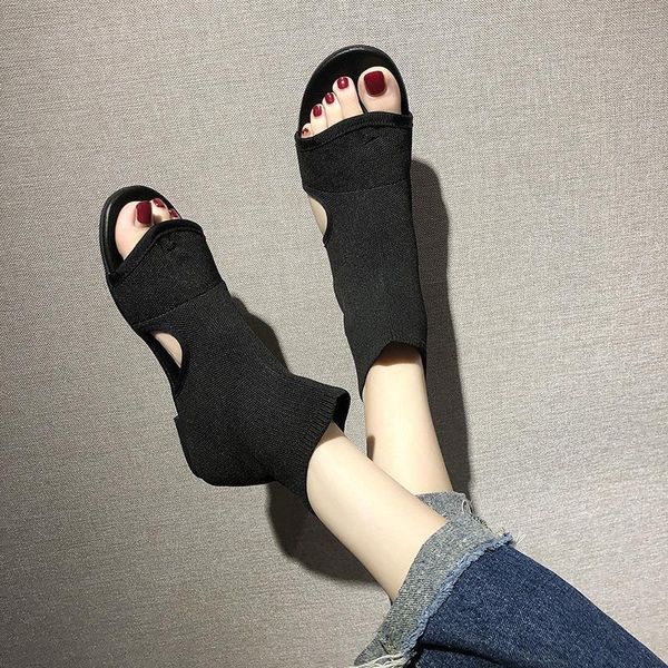 european wind 2021 summer fashion new elastic cloth thong sandals high to help the boots long tube short boots flat shoes, Black
european wind 2021 summer fashion new elastic cloth thong sandals high to help the boots long tube short boots flat shoes, Black