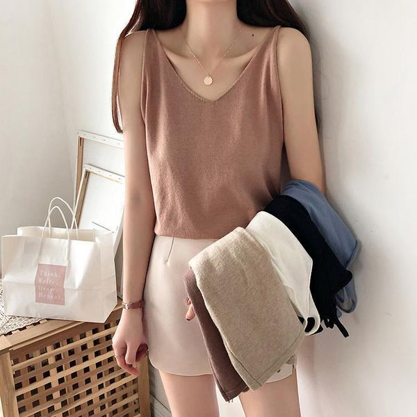 woman knitted camis sleeveless solid elastic casual tank knitting camisoles1, White
woman knitted camis sleeveless solid elastic casual tank knitting camisoles1, White