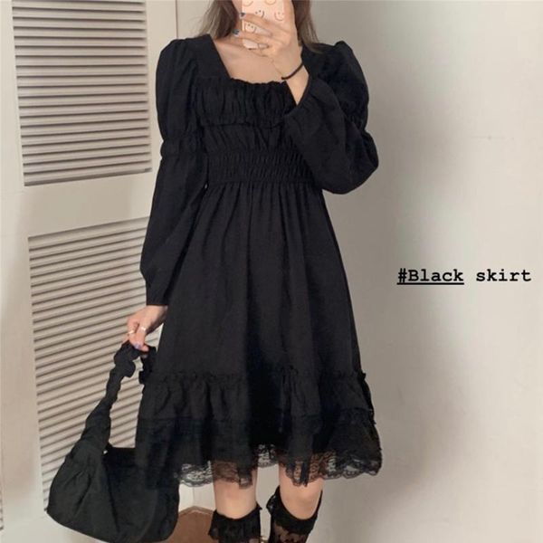 casual dresses lace patchwork hem black women dress lace-up high waist girl retro cotton long sleeve ladies vestido, Black;gray
casual dresses lace patchwork hem black women dress lace-up high waist girl retro cotton long sleeve ladies vestido, Black;gray