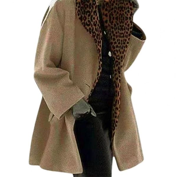 women's jackets women elegant woolen coat leopard print lapel single button autumn winter flap pockets long warm lady open front outerw, Black;brown
women's jackets women elegant woolen coat leopard print lapel single button autumn winter flap pockets long warm lady open front outerw, Black;brown