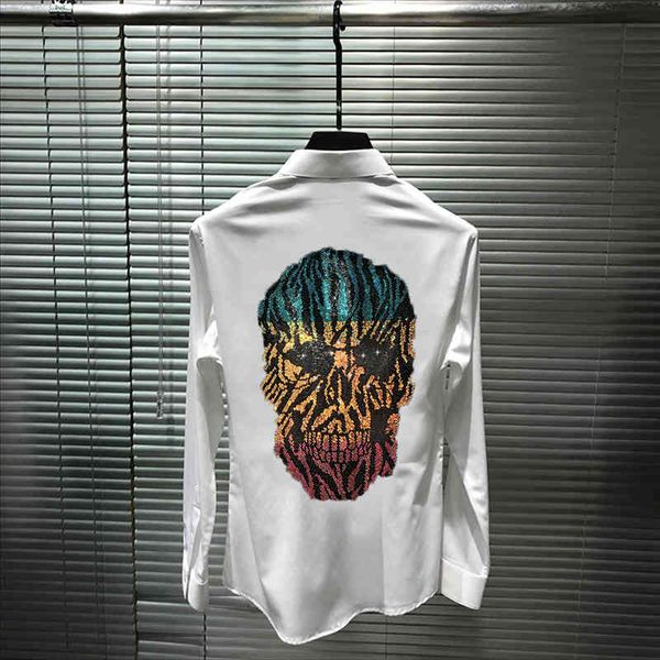 men's t-shirts 2021 arrival street stylist hair male shirt mark market night rock long sleeve super bright diamond skull personality dr, White;black
men's t-shirts 2021 arrival street stylist hair male shirt mark market night rock long sleeve super bright diamond skull personality dr, White;black