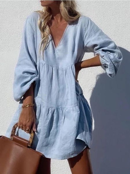 casual dresses women autumn winter v-neck long sleeve dress swing lantern solid color pullover middle waist, Black;gray
casual dresses women autumn winter v-neck long sleeve dress swing lantern solid color pullover middle waist, Black;gray