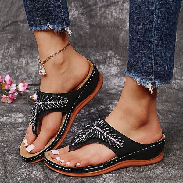 sandals retro women rhinestone platform shoes for summer beach flip flops female sandalias, Black
sandals retro women rhinestone platform shoes for summer beach flip flops female sandalias, Black