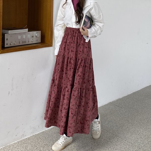 new retro floral corduroy autumn and winter women's 2021 high slimming mid-length hip skirt elastic waist women 51pe, Black
new retro floral corduroy autumn and winter women's 2021 high slimming mid-length hip skirt elastic waist women 51pe, Black