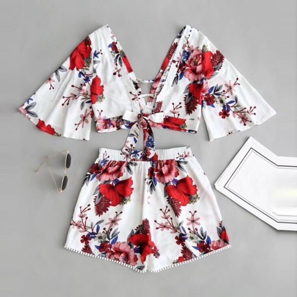 casual two piece set women botanical print summer v collar shorts beachwear #1, Gray
casual two piece set women botanical print summer v collar shorts beachwear #1, Gray