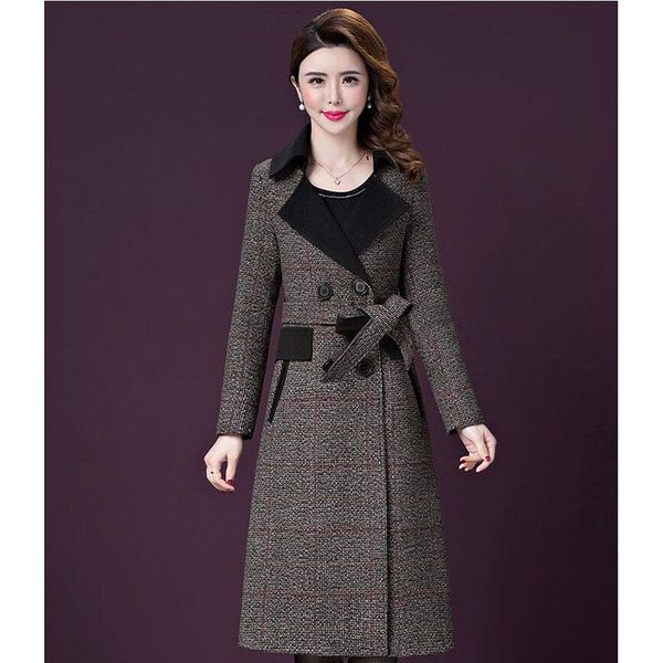 women's wool & blends woolen coat winter long double-breasted belt slim windbreaker elegant fashion plaid jacket high quality, Black
women's wool & blends woolen coat winter long double-breasted belt slim windbreaker elegant fashion plaid jacket high quality, Black
