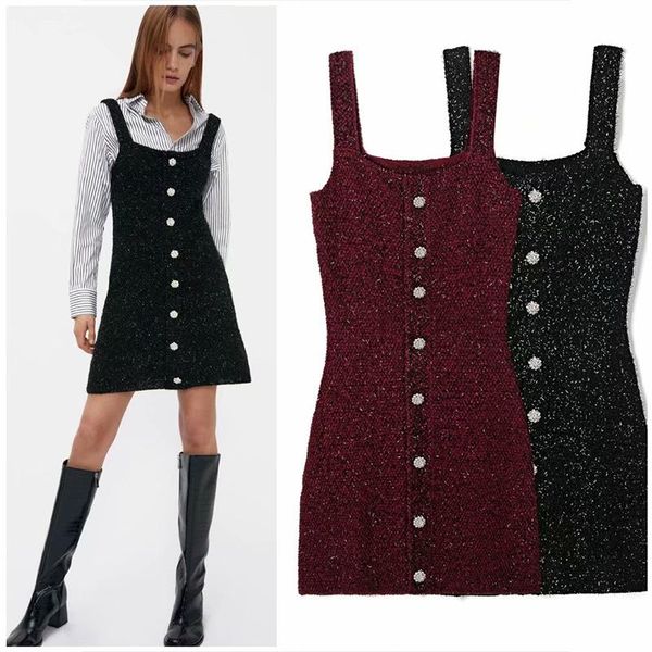 autumn winter women sling dress single breasted sleeveless party dress office ladies elegant girls causal outfits, Black;gray
autumn winter women sling dress single breasted sleeveless party dress office ladies elegant girls causal outfits, Black;gray