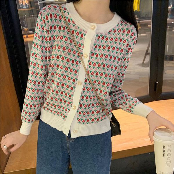 women's knits & tees 2021 retro jacquard sweater cardigan temperament loose autumn and winter button round neck knitted, White
women's knits & tees 2021 retro jacquard sweater cardigan temperament loose autumn and winter button round neck knitted, White