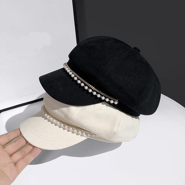 stingy brim hats korean version exquisite chain pearl octagonal hat for woman fashion trend british style beret autumn winter retro sboy, Blue;gray
stingy brim hats korean version exquisite chain pearl octagonal hat for woman fashion trend british style beret autumn winter retro sboy, Blue;gray