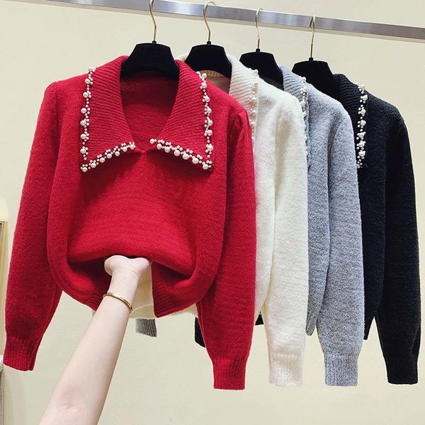 women's sweaters nail bead red knitted korean style fashion pullovers for ladies autumn winter 2021 clothing sweater blouse female, White;black
women's sweaters nail bead red knitted korean style fashion pullovers for ladies autumn winter 2021 clothing sweater blouse female, White;black