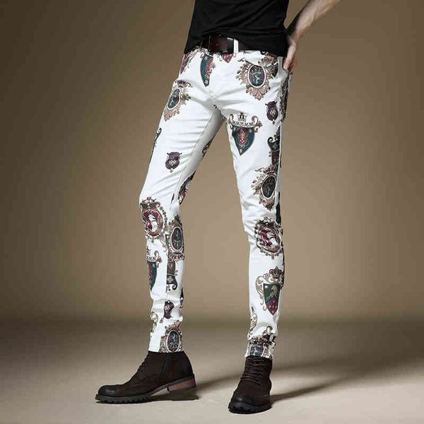 men's jeans royal crown printed skinny homme fashion fancy white stretchy party club baroque denim trousers k908, Blue
men's jeans royal crown printed skinny homme fashion fancy white stretchy party club baroque denim trousers k908, Blue