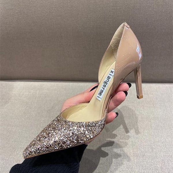 dress shoes wedding 2022 golden high heels women's thin temperament goddess sequin crystal bride single, Black
dress shoes wedding 2022 golden high heels women's thin temperament goddess sequin crystal bride single, Black