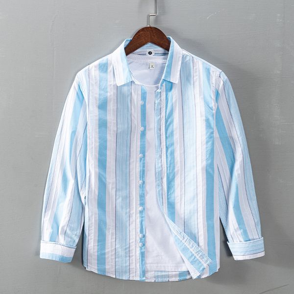 2021 new 100% cotton long sleeve striped blue shirt casual four seanson stripe shirts men fashion trendy chemise camisa pwve, White
2021 new 100% cotton long sleeve striped blue shirt casual four seanson stripe shirts men fashion trendy chemise camisa pwve, White