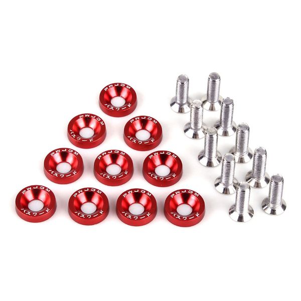 100 pcs red aluminum fender bumper washer bolt, engine bay dress up fastener kit for car license plate frame, fender, bumper, m6x20mm
100 pcs red aluminum fender bumper washer bolt, engine bay dress up fastener kit for car license plate frame, fender, bumper, m6x20mm