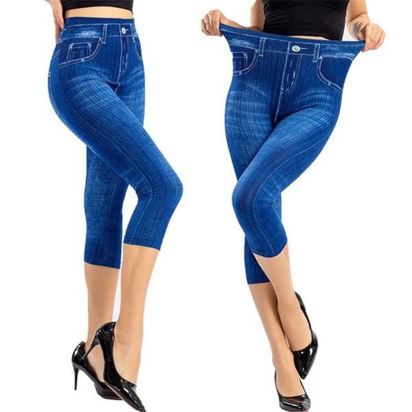 women's leggings drop 2021 women denim print bulifting fashion slim fit elastic trousers cropped pants yoga fittness, Black
women's leggings drop 2021 women denim print bulifting fashion slim fit elastic trousers cropped pants yoga fittness, Black
