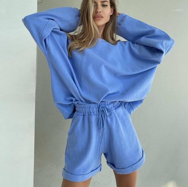 women's tracksuits 2021 long sleeve round neck blouse loose shorts two-piece fashion casual sweater set solid sport units, Gray
women's tracksuits 2021 long sleeve round neck blouse loose shorts two-piece fashion casual sweater set solid sport units, Gray