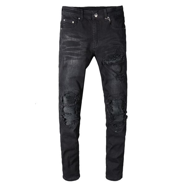 new men's fashion black-gray spring jeans knee-hole leather patched thin-fitting denim pants 7ufq, Blue
new men's fashion black-gray spring jeans knee-hole leather patched thin-fitting denim pants 7ufq, Blue