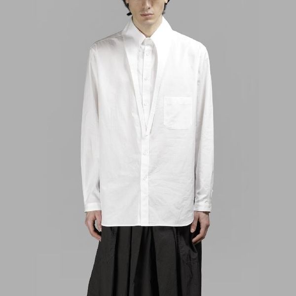 men's casual shirts fashion personality slim-fit cotton hair stylist custom loose collar shirt, White;black
men's casual shirts fashion personality slim-fit cotton hair stylist custom loose collar shirt, White;black