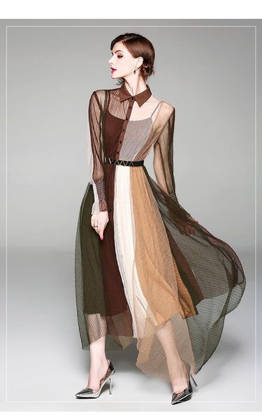casual dresses high street est fashion runway designer lady dress women's long sleeve shirt collar contrast color block gauze elegance, Black;gray
casual dresses high street est fashion runway designer lady dress women's long sleeve shirt collar contrast color block gauze elegance, Black;gray
